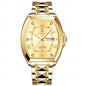 abordables Montres à quartz-Montre de luxe pour homme, lumineuse, étanche, avec date et semaine, en acier inoxydable, à la mode, originale, à quartz