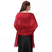 billige bryllup gjesteomslag-Sjal til kvinner Elegant Ermeløs Krepp Bryllup Wrap Med Glimmer Til Bryllup Vår sommer