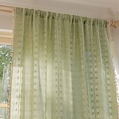 billiga Fönsterprodukter-Boho Gardiner Virkat Spets Lapptäcke Semi-Mörkläggning Bohemisk Handgjord Tofsar Stångficka Fönsterbehandling Vintage Lantlig Bonde Draperier för Vardagsrum Sovrum