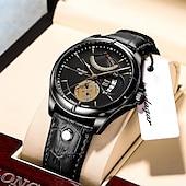 economico Orologi meccanici-Orologio da uomo, moda, lusso, sportivo, orologio da polso da uomo, impermeabile, luminoso, in pelle, con data, al quarzo.