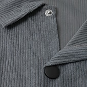 preiswerte Freizeithemden für Herren-Herren Hemd Freizeithemd Arbeitshemd Cordhemd Knopfhemd Schwarz Armeegrün Dunkelgray Langarm Einfach Revers Urlaub Ferien Tasche Bekleidung Polyester Mode Lässig Bequem