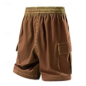 baratos Clássico-Homens Bermuda Cargo Calção Shorts de verão Shorts de veludo cotelê Com Cordão Cintura elástica Bolso multi Tecido Conforto Vestível Comprimento do joelho Ao ar livre Esporte Diário Moda Casual Preto