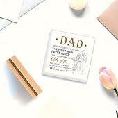 Χαμηλού Κόστους Προμήθειες εκδήλωσης και πάρτι-Δώρο μπαμπά από κόρη, κάθετη ακρυλική πλάκα με ξύλινη βάση, εγκάρδιο δώρο για την ημέρα του πατέρα ή τα Χριστούγεννα, δεν χρειάζεται ρεύμα, δεν χρειάζεται φτερό