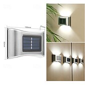 baratos Candeeiros Luzes de Exterior-Luminária de parede solar externa de aço inoxidável 6led, à prova d&#039;água, para varanda, pátio, pátio, cerca, decoração noturna, fácil instalação, decoração de jardim, luminária de parede solar externa