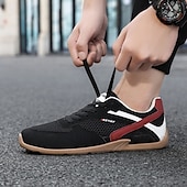Χαμηλού Κόστους Ανδρικά Sneakers-Ανδρικά λευκά και κόκκινα αθλητικά αθλητικά παπούτσια με μαύρο σχέδιο και κορδόνια - αθλητικά, άνετα, ιδανικά για τρέξιμο, γυμναστήριο και casual ρούχα