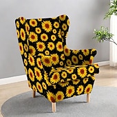 abordables Funda para silla con respaldo-Funda para sillón orejero con estampado geométrico, rayas y flores