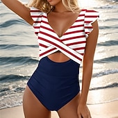 abordables Maillots une pièce et tankinis-Femmes Maillot de bain 1 pièce Dos Nu Découpé Maillot de Bain Fleuri Maillots de Bain Noir Rouge Respirant Séchage Rapide Sans manches - Natation Surf Plongée en apnée Été