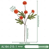 baratos Plantas e Flores Artificiais-1 maço de flores de dente-de-leão simuladas com 5 flores de bola de pingue-pongue, flor artificial de plástico de galho único para decoração de casamento, adereço interno, arranjo floral artificial