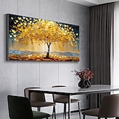 preiswerte Baumölgemälde-handgemachtes original goldenes Ölgemälde Baum des Lebens auf Leinwand abstrakte Baumlandschaft Wandkunst für Wohndekoration mit gespanntem Rahmen ohne Innenrahmen Gemälde