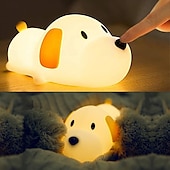 baratos Luzes decorativas-Luz noturna de silicone fofa com animais, lâmpada LED de silicone macia para crianças, luz noturna ideal para berçário, decoração divertida para quarto de meninos e meninas, luz suave e segura para
