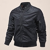 preiswerte Herrenjacken &amp; Herrenmäntel-Herren Bomberjacke übergangsjacke Ausgehen Tasche Frühling &amp; Herbst Einfach Klassisch Stehkragen Regulär Schwarz Gelb Rot Königliches Blau Hellgrau Jacken