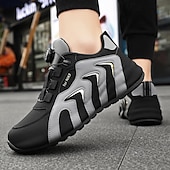 abordables Zapatillas Informales-Zapatillas deportivas blancas y rojas para hombre con cierre boa: de alto rendimiento, elegantes, ideales para correr, gimnasio y ropa informal.