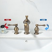 economico Rubinetti per lavandino bagno-Rubinetto per lavabo - Classico / Ampia diffusione Ottone Antico / Nichel spazzolato Rubinetto a tre fori Due maniglie tre foriBath Taps