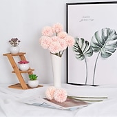 voordelige Kunstbloemen-Artificial Chrysanthemum Ball Flowers, Macaron Color Fake Table Tennis Flowers for Wedding Decor, Home Decoration, Desktop Arrangement, Photography Props, Faux Floral Bouquet