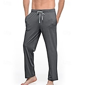 preiswerte Schlaf unten-Herren Freizeitkleidung Lounge Hose Einfarbig Mode Klassisch Lässig Heim Täglich Bett Polyester Komfort Atmungsaktiv Weich Hose Kordelzug Elastischer Bund Frühling Herbst Schwarz Weiß