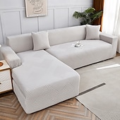 preiswerte Sofabezug-Stretch-Sofabezug, Schonbezug, Jacquard, elastisch, Sofagarnitur, Sessel, Loveseat, 4- oder 3-Sitzer, L-Form, grau, botanische Pflanzen, weich, strapazierfähig, waschbar
