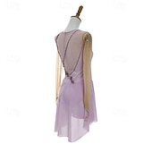 cheap Figure Skating Dresses-Figure Skating Dress Women's Girls' Ice Skating Dress Light Purple Patchwork Thumbhole Mesh Spandex Stretchy Training Practice Professional Skating Wear Thermal Warm Crystal / Rhinestone Long Sleeve