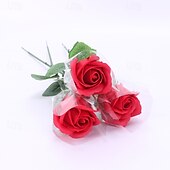 preiswerte Künstliche Pflanzen &amp; Blumen-einzelne künstliche Seifenblume in einem kreativen transparenten Geschenkbeutel, ideal als Geschenk zu Weihnachten, zum Muttertag, zum Geburtstag, zur Hochzeit, zum Valentinstag, zum Jahrestag, zum