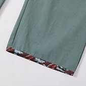 cheap Retro-Men&#039;s Linen Pants Trousers Summer Pants Beach Pants Patchwork Drawstring Straight Leg Plain Comfort Breathable Full Length Outdoor Casual Daily Retro Vintage Bohemian Green