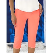 Damskie Spodnie capri Getry Urlop Moda Moda miejska Capris Wysoka talia Jednokolorowe Drukowanie Keep Warm Miękka Oddychający Elastyczny Codzienny Na zewnątrz Urlop Turkusowy Czarny Biały Fuksja Lato