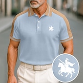 preiswerte Klassisches Poloshirt für Herren-Herren Baumwoll-Poloshirt Golfshirt Geschäft Revers Kurzarm Mode Basic Farbblock Patchwork Bestickt Sommer Weinrot Schwarz Grün aschgrau Dunkel Blau Hellblau Baumwoll-Poloshirt