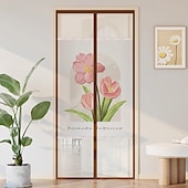 cheap Window Screen &amp; Door Screen-Flowers Magnetic Screen Door Heavy Duty Screen Door Mesh with Magnets, Privacy Door Curtain with Full Frame Tape,Automatical Closure, Easy Install