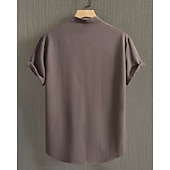 cheap Men's Casual Shirts-Men's Shirt Summer Shirt Casual Shirt Beach Shirt Button Up Shirt Black Blue Army Green Beige Gray Short Sleeve Plain Band Collar Vacation Hawaiian Clothing Apparel Fashion Casual Comfortable