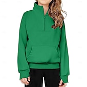 billiga Huvtröjor- och tröjor för flicka-Barn Flickor Tröja Ensfärgat Långärmad Vår Höst Dagligen Polyester Ledigt