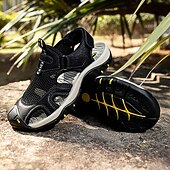 voordelige Buitensandalen-Bruine gesloten heren outdoor wandelsandalen met ademend mesh bovenwerk, gevoerde zool, avontuurlijke stijl voor volwassenen, geschikt voor bergpaden, boswandelingen, zomerkamperen