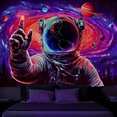 お買い得  ブラックライトタペストリー-ブラックライトタペストリー 光る暗闇 パーティー UV反応 宇宙飛行士 水中のような不思議なハンギングタペストリー 壁アート 壁画 リビングルーム 寝室
