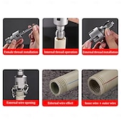 cheap Screwdrivers-Integrated Internal &amp; External Pipe Threading Tool Kit for Electric Drill Thread Cutter, 1/2 and 3/4 Compatible, Applicable to PVC/PPR/PE Pipes (3/4&quot;)