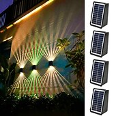 Недорогие Уличные светильники-2/4 шт. настенный светильник на солнечных батареях, водонепроницаемый, светящийся вверх и вниз, садовый светильник для забора, дома, заднего двора, террасы, крыльца, праздничного ландшафтного