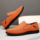 Χαμηλού Κόστους Slip-On Καθημερινά Παπούτσια-Ανδρικά πορτοκαλί μοκασίνια από τεχνητό δέρμα, άνετα, casual παπούτσια, ιδανικά για καθημερινή χρήση και χαλαρές εξόδους.