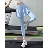 billige Kjoler og shorts-Dame Ensfarget Uformelt skjørt Tennisskjørt med leggings Drapering Sidelommer Hurtigtørkende Tennis Golf Pickleball Bunner Svart Hvit Blå Spandex Tennis klær