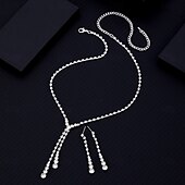 abordables Parures de Bijoux-Ensembles de bijoux de mariée 1 ensemble boucles d&#039;oreilles en alliage de strass collier bracelets ensemble de bijoux élégant et doux pour femmes pour fête de mariage occasion spéciale