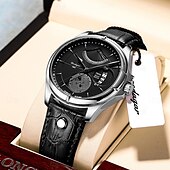 economico Orologi meccanici-Orologio da uomo, moda, lusso, sportivo, orologio da polso da uomo, impermeabile, luminoso, in pelle, con data, al quarzo.