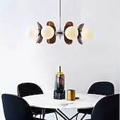 baratos Luzes pendentes-Luminária pendente LED 3/6/8 luzes, estilo moderno de meados do século, E14, lustre grande, globo branco, luminária de teto embutida em latão vintage Sputnik, luminária pendente de ilha de cozinha,