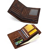 Недорогие Кошельки-мужской кошелек двойного сложения с блокировкой RFID и съемным держателем для карт – 100% высококачественная воловья кожа, органайзер для нескольких карт, классический коричневый стиль для ежедневного использования и идеальный подарок на День отца