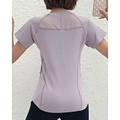 baratos Camisa Feminina-Mulheres Cor Sólida Camisa Esportiva Camisa de tênis Top de tênis Manga Curta Com Transparência Detalhes Refletores Pavio Humido Tênis Golfe Cooper Arredondar Preto Branco Verde Claro Roupas de tênis
