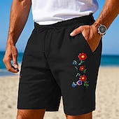 economico Vacanza-Per uomo Shorts Shorts di Lino Pantaloncini Estivi Shorts da Spiaggia Coulisse Elastico in vita Semplice Fiore / Floreale Comodità Traspirante Lunghezza al ginocchio All&#039;aperto Quotidiano Ferie