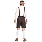 זול גברים-Oktoberfest תחפושות קוספליי לדרהוזן חולצה תלבושות בוואריה מינכן כרי דשא בגדי ריקוד גברים פֶסטִיבָל בד בסגנון מסורתי חולצה מכנסיים קצרים כובע