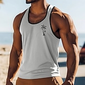cheap Tank Tops-Men&#039;s Tank Top Vest Undershirt Sleeveless Shirt Sleeveless U Neck Scoop Neck Summer Solid Color Plain Fashion Classic Comfortable Color Block Street Casual Sports Black White Red Top Tee for Men