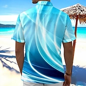 abordables Diseño Geométrico-Hombre Geométrico Degradado Línea Camisa Camisa de verano Abotonar la camisa Manga Corta Moda informal Exterior Vacaciones Uso Diario Verano Primavera Cuello Vuelto Impresión 3D camisas con cuello Un