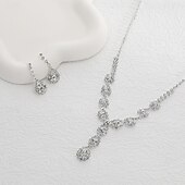 billiga Smyckeset-brudsmyckeset 1 set strass örhängen i legering halsband damer eleganta snygga smyckeset för bröllop jul förlovning