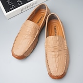 billiga Casual loafers-Vita herrloafers i konstläder med svart krokodilstruktur – eleganta och snygga slip-on-skor för semiformella evenemang, bröllop och avslappnade sammankomster
