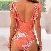 abordables Maillots une pièce et tankinis-Femmes Maillot de bain 1 pièce Dos Nu Découpé Maillot de Bain Fleuri Maillots de Bain Noir Rouge Respirant Séchage Rapide Sans manches - Natation Surf Plongée en apnée Été
