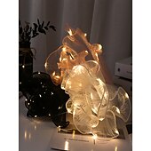 baratos Plantas e Flores Artificiais-Embalagem de presente de flores com luz LED, material de embrulho de gaze ondulada para buquê, caixa de presente de pirulito para casamento, festa, aniversário