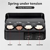 cheap Car Organizers-Car Coin Holder Organizer – Spring-Loaded Coin Storage Box for Penny, Nickel, Dime, Quarter – Compact Dashboard Change Holder for Cars, Trucks, SUVs