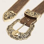 abordables ceinture-Ceinture Femmes PU Brun Kaki Ceinture Taille Quotidien Week-end Fleuri