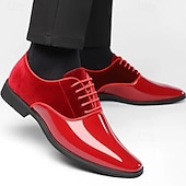 economico Scarpe Oxford-scarpe eleganti da uomo rosse lucide con finitura lucida - calzature formali eleganti e lucide per matrimoni, serate di gala e occasioni speciali